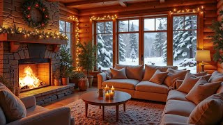 Soft Piano Sounds, Winter Snow and a Crackling Fire Create A Cozy Atmosphere for Peaceful \u0026 Relaxing