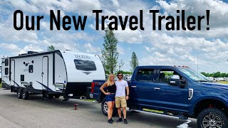 Picking up our new travel trailer vlog - 2021 Forest River Surveyor Legend 296QBLE