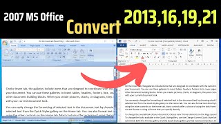how to convert ms office 2007 to 2013 16 19 21 version