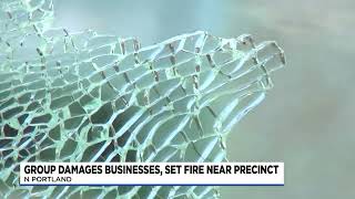 Group damages property, businesses and police station during march in north Portland