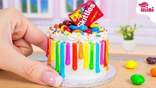 [💕Mini Cake 💕] Colorful Miniature Skittle Cake | Amazing Rainbow Cake Decorating Ideas | Mini Bakery