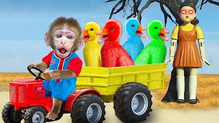 Monkey BenBen Play with Rainbow Duckling from guard of Squid Game Prison | Kudo Animal BenBen