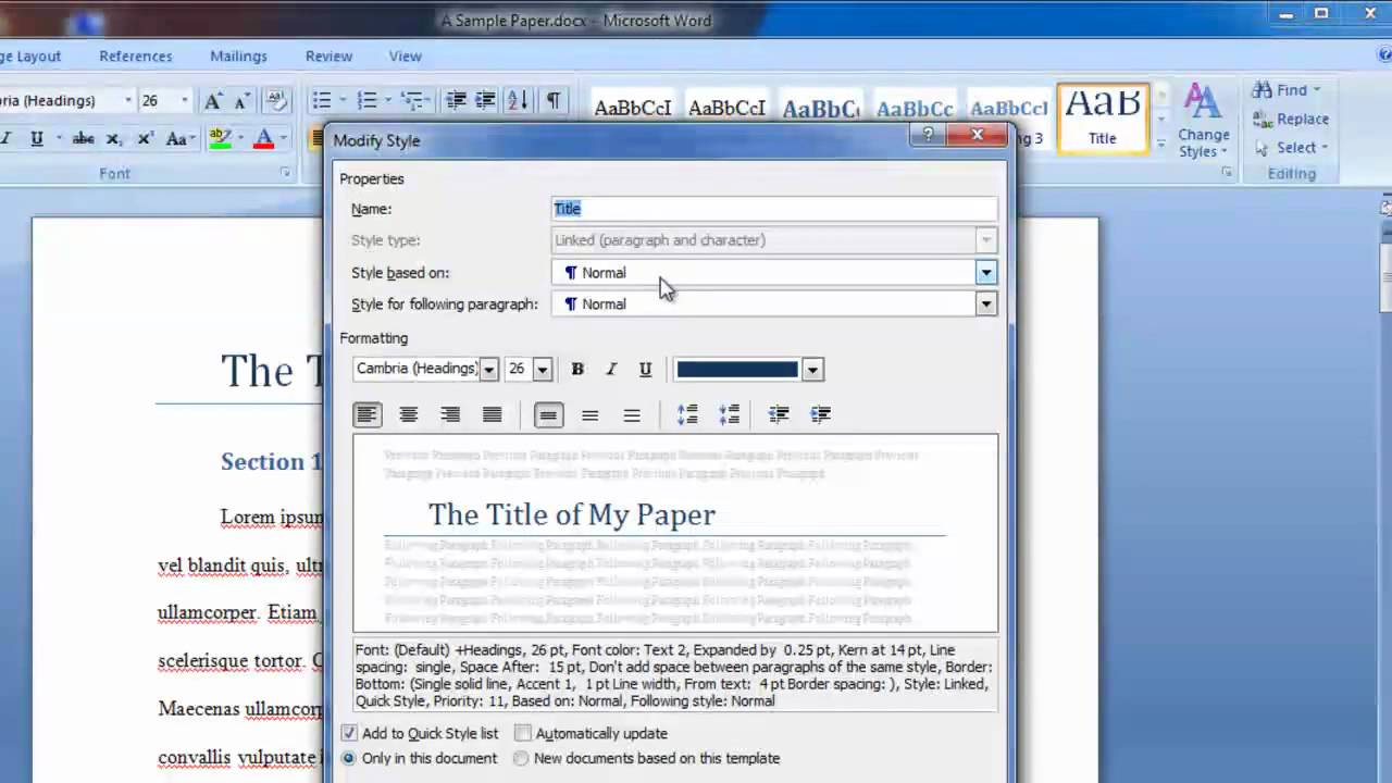 Using Styles In Word Senturinsing