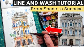 Line and Wash Watercolor Tutorial for Beginners - How to Pick Your Scene AND Paint it!