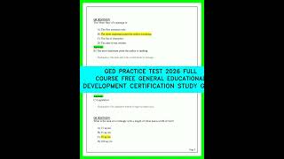 GED PRACTICE TEST 2026 FULL COURSE FREE GENERAL EDUCATIONAL DEVELOPMENT CERTIFICATION STUDY GUIDE