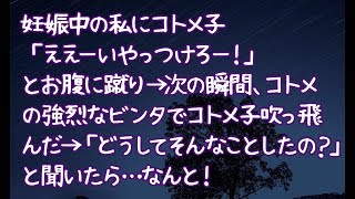 【修羅場】妊娠中の私にコトメ子「ええーいやっつけろー！」とお腹に蹴り→次の瞬間、コトメの強烈なビンタでコトメ子吹っ飛んだ→「どうしてそんなことしたの？」と聞いたら…なんと！