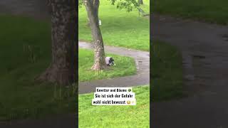 Frau in großer Gefahr ⚠️ Bei Gewitter unter einem Baum⚡️