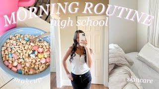 REALISTIC MORNING ROUTINE *high school* | grwm, makeup routine, + skincare