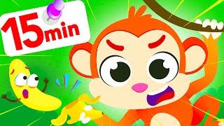 Monkey Peels Bananas! Fun Jungle Dance Animals & Colourful Gummy Bears by Little Angel