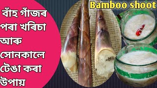 বাঁহ গাঁজৰ খৰিচা ।।Assamese Bamboo Shoot Recipe ।।সোনকালে টেঙা কৰা উপায়।। বাঁহ গাঁজৰ আচাৰ।।