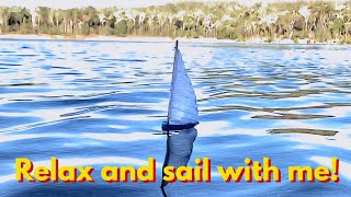 A relaxing video of a free sailing  pond yacht-meandering along on a summers day!