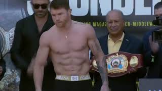 Boxing Texas Weigh In | Canelo Alvarez and Billy Joe Saunders make weight ahead of bout