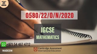 0580/22/O/N/20 | Worked Solutions | IGCSE Math Paper 2020 (EXTENDED) #0580/22/OCT/NOV/2020 #0580