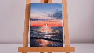 ocean sunset acrylic painting time lapse | acrylic painting techniques #shorts