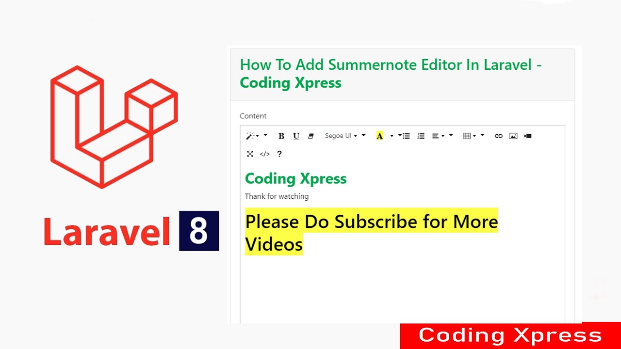 How To Add Summernote Editor In Laravel | Laravel Tutorial | Coding ...