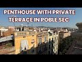 Fully-Renovated Penthouse with a Big Private Terrace of 36 m2 in Poble Sec