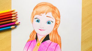 How To Draw ANNA Step By Step Easy FROZEN 2 for Beginners