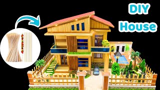 [full video] how to make a modern villa model using bamboo sticks. Master designer!