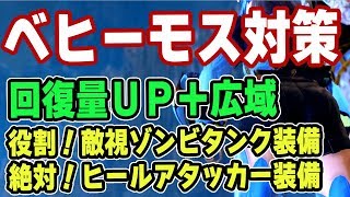 【MHW】ベヒーモス対策装備「回復量UP+広域」ゾンビタンクと役割分担ヒーラーアタッカー装備がマルチで強い！？実装前紹介【モンハンワールド】