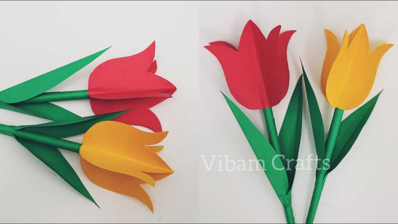 3D Easy Paper Tulip | DIY Paper Flowers | Easy Flower Making - YouTube