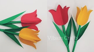 3D Easy Paper Tulip | DIY Paper Flowers | Easy Flower making