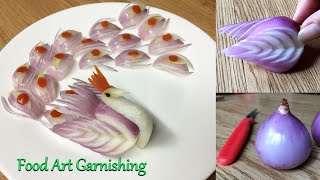 Cut The Onion Like This & It Becomes An Amazing Vegetable Peacock Garnish
