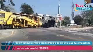 Evacúan a habitantes por accidente de tráiler cargado con material químico