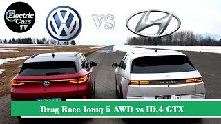 Drag Race Hyundai Ioniq  AWD vs VW ID.4 GTX - Electric Cars TV