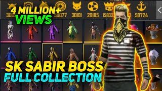 SK SABIR BOSS FREE FIRE FULL COLLECTION|FREEFIRE LEGEND SK SABIR BOSS ID COLLECTION MANGESH FREEFIRE