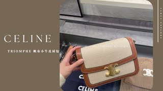 CELINE TRIOMPHE 帆布小牛皮肩包