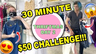 $50 THRIFT STORE CHALLENGE!!!! $100 THRIFT HAUL \u0026 TRY ON | THRIFTMAS DAY 2