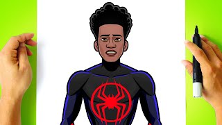 How to DRAW MILES MORALES SPIDER MAN - step by step tutorial