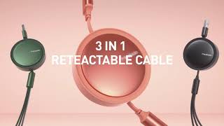 MCDODO 3 in 1 USB Cable 3A Fast Charging Type C Micro Mobile Phone Charger