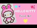 Como dibujar a HELLO KITTY con disfraz de conejo en Pixel Art | Dibujos Pixelados