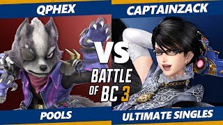 Smash Ultimate Tournament - Qphex (Wolf, Diddy) Vs. CaptainZack (Bayonetta, Daisy) BoBC3 SSBU Pools