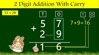 Addition with Carrying, Carry Over Addition for Grade 1 \u0026 2 Maths | Double Digit Sum #maths