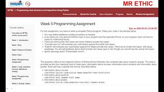 NPTEL Programming Data Structures And Algorithms Using Python assignment week 5 Answers