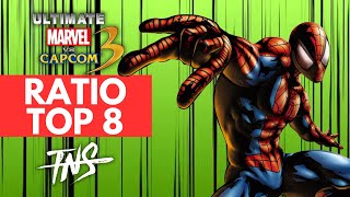 UMvC3 RATIO TOP 8 (Spider-Man, Wolverine, Ghost Rider, Thor, Arthur, Amaterasu) Tourney Marvel 3