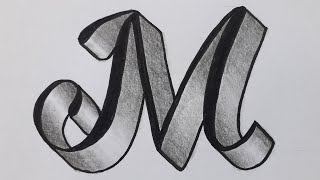 3d Drawing Letter M On Paper For Beginners / How To Write Easy Art With Marker And Pencil