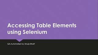 Accessing Single and Nested Table Elements using Selenium