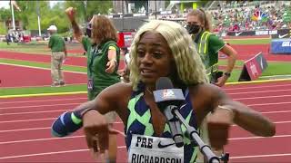 Sha'carri Richardson Interview after losing 100m race in Diamond League