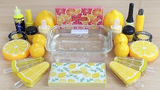 LEMON SLIME Mixing makeup and glitter into Clear Slime Satisfying Slime Videos