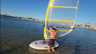 Legendary Mistral Windglider inflatable board with universal mast boot and 7.5m^2 sail