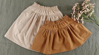 s041 (전체영상) 주머니가 있는 2단티어드 치마 옷만들기 패턴 Pleated Tiered Skirt Sewing Pattern with Pockets making clothes