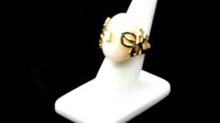 Himalayan Moonstone 14K Yellow Gold Plated Floral Ring