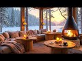 morning winter chill ❄ embrace the serenity with piano music snowfall u0026 fireplace sounds for sleep