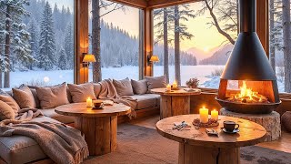 Morning Winter Chill ❄ Embrace the Serenity with Piano Music, Snowfall \u0026 Fireplace Sounds for Sleep