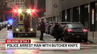 Downtown Cleveland suspect with butcher knife allegedly chases family, tries to board bus