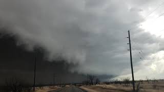 Ominous SHELF CLOUD approaching Abilene TX with strong winds, blowing dust!