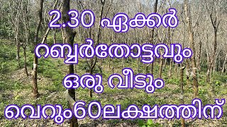 കുറഞ്ഞ വിലയിൽ ഒരു വീടും 2.30ഏക്കർ റബ്ബർതോട്ടവും